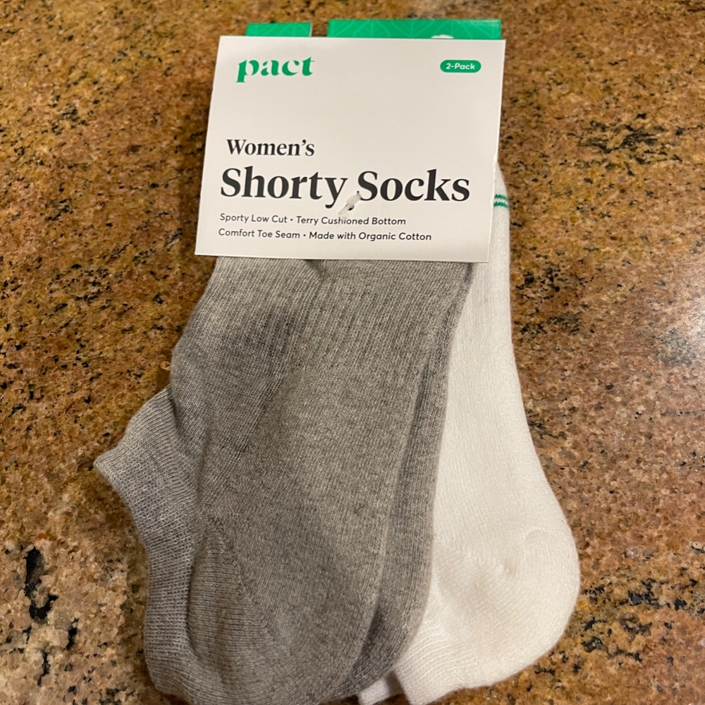 Pact Women's Shorty Socks - Gray & White (2-Pack)